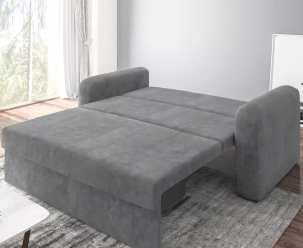 Sofá Cama Versátil 2 Lugares Veludo Selmer Cinza - Image 5