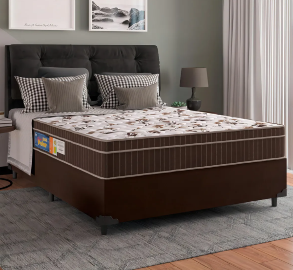Cama Box Casal Colchão Espuma Orthoface Polar 138x188x63cm Marrom - Image 2