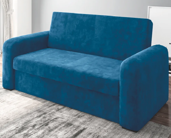 Sofá Cama Versátil 2 Lugares Veludo Selmer Estofados Azul - Image 2