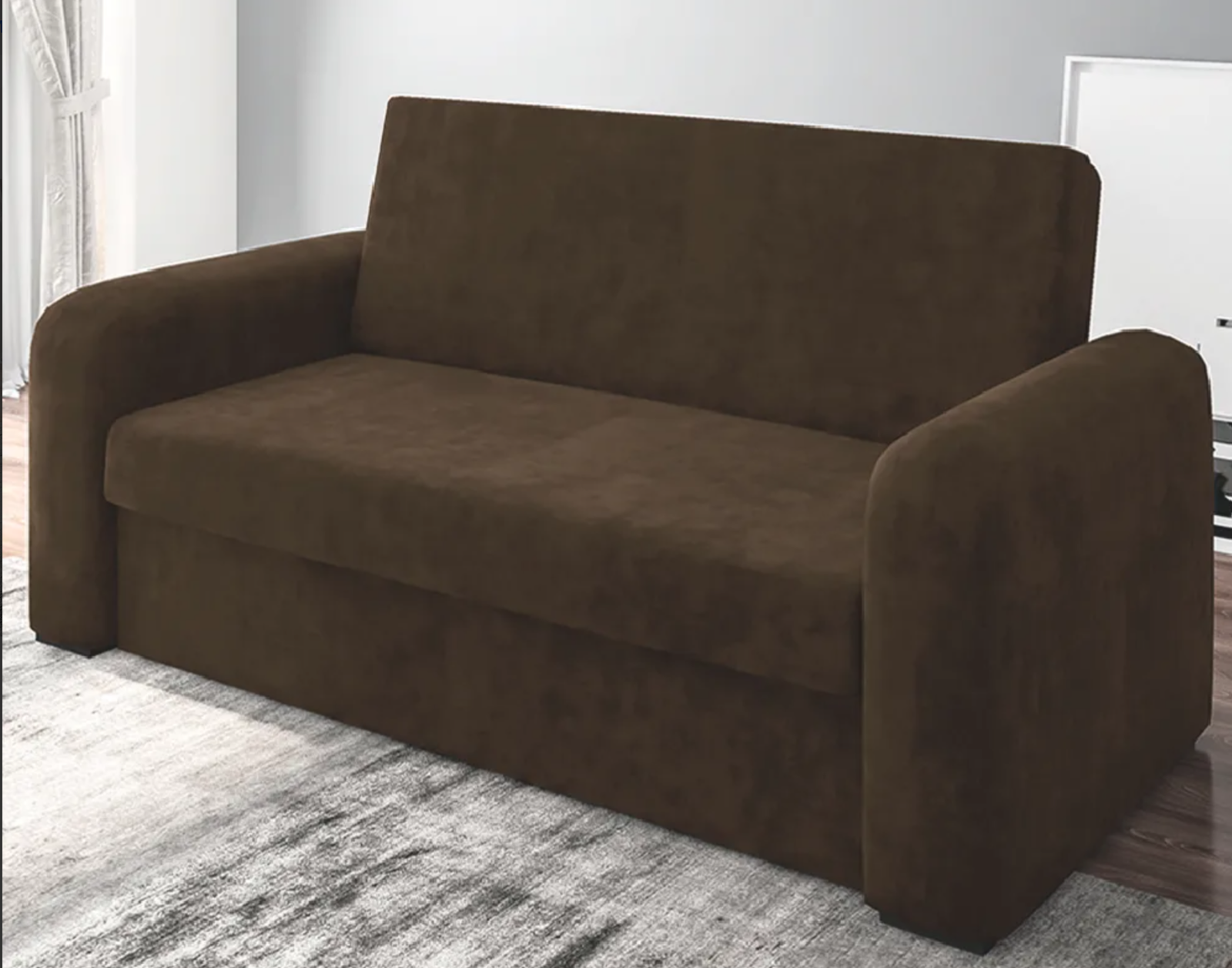 Sofá Cama Versátil 2 Lugares Veludo Selmer Marrom - Image 5