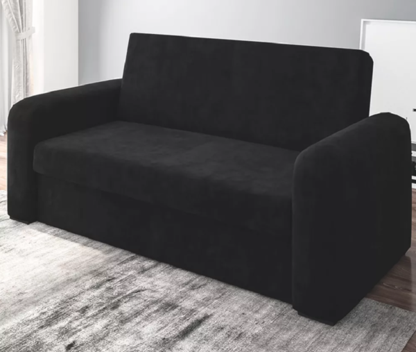 Sofá Cama Versátil 2 Lugares Veludo Preto Selmer Estofados - Image 2