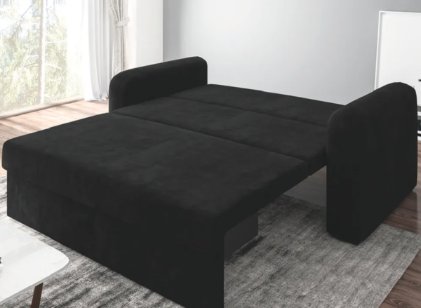 Sofá Cama Versátil 2 Lugares Veludo Preto Selmer Estofados - Image 3