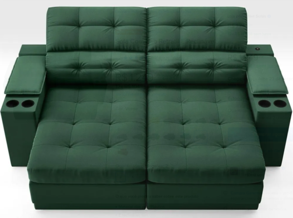 Sofá Com Usb Retrátil E Reclinável Eureka 1,70m Verde - Image 6