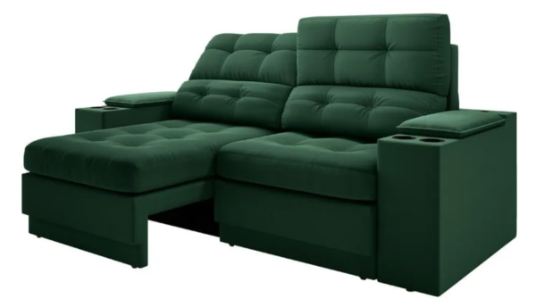 Sofá Com Usb Retrátil E Reclinável Eureka 1,70m Verde - Image 3