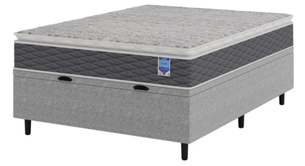Cama Box Baú Casal Cinza 138x188x67 Bertha Umaflex