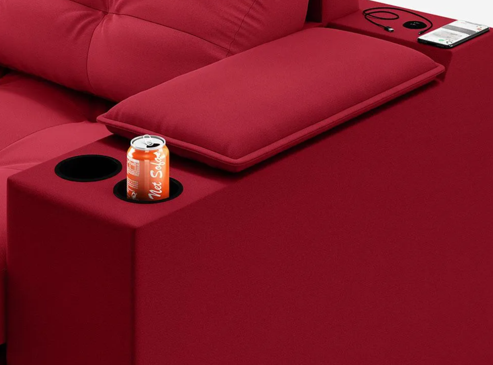 Sofá Com Usb Retrátil E Reclinável Eureka 1,70m Vermelho - Image 5