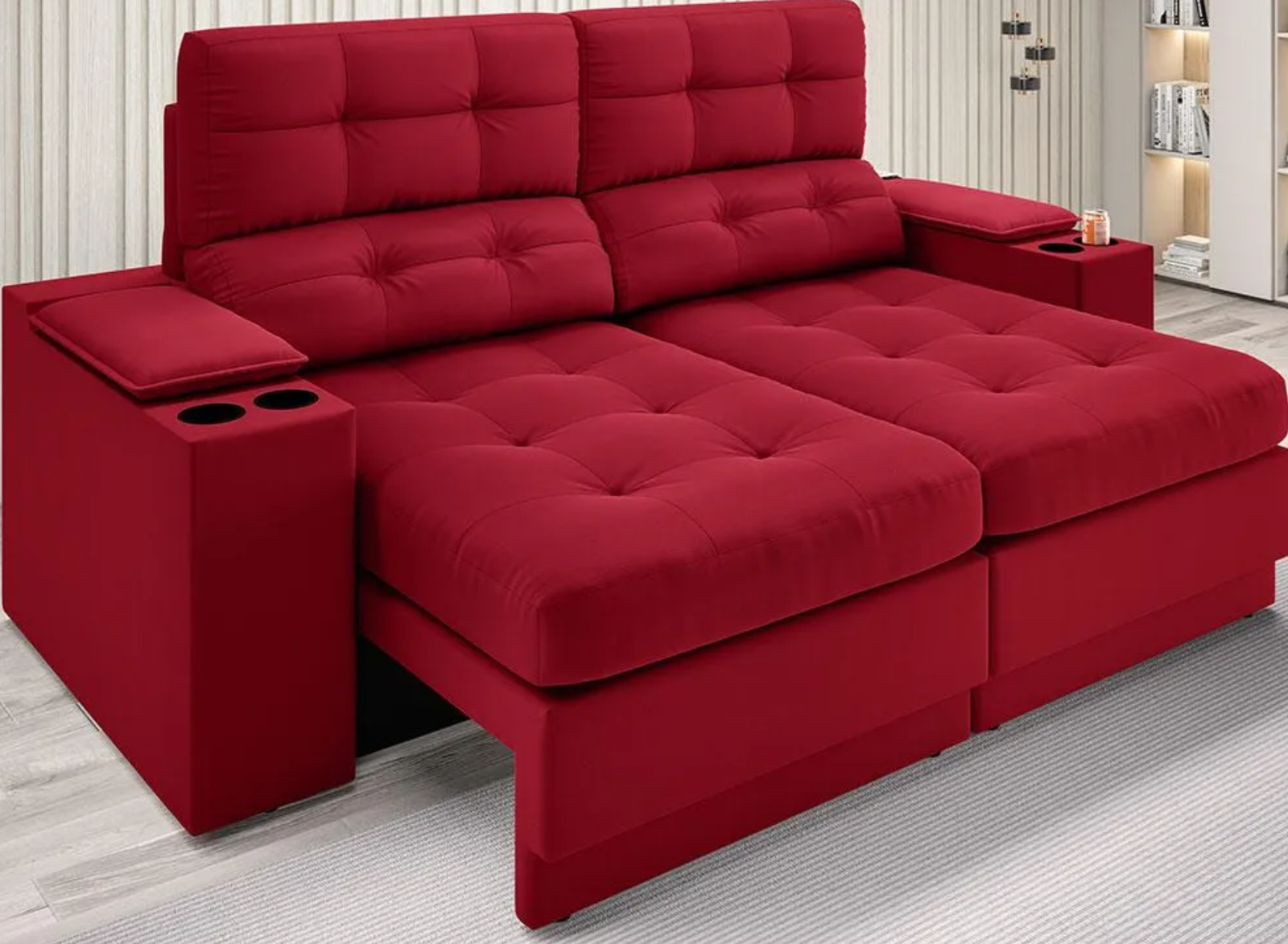 Sofá Com Usb Retrátil E Reclinável Eureka 1,70m Vermelho - Image 3