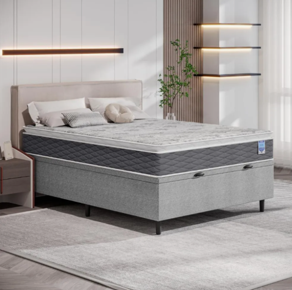 Cama Box Baú Casal Cinza 138x188x67 Bertha Umaflex - Image 6
