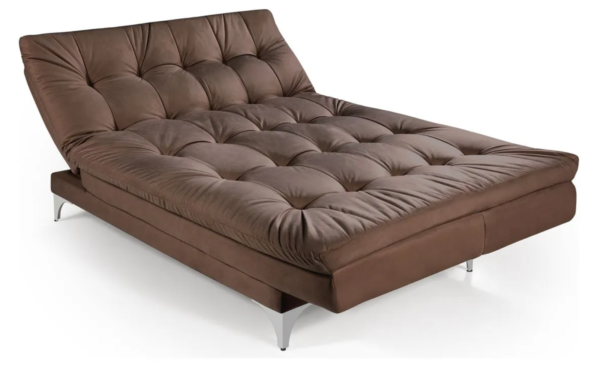 Sofá-cama 3 Lugares Casal Versátil Veludo Liso Marrom