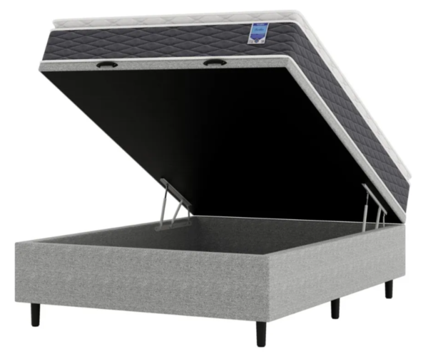 Cama Box Baú Casal Cinza 138x188x67 Bertha Umaflex - Image 5
