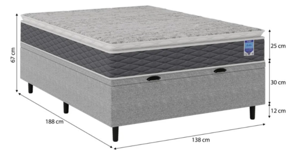 Cama Box Baú Casal Cinza 138x188x67 Bertha Umaflex - Image 3