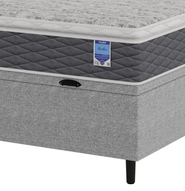 Cama Box Baú Casal Cinza 138x188x67 Bertha Umaflex - Image 2