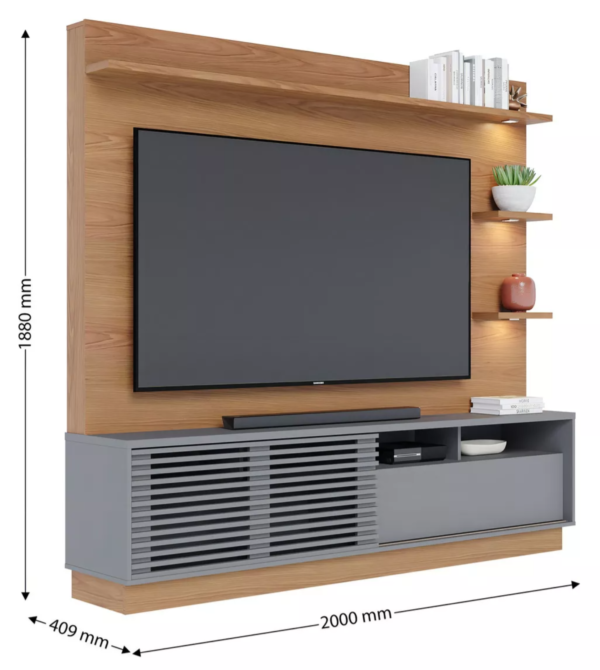 Estante Home Theater com Led Para TV até 70 Polegadas 1 Porta Campeche Colibri - Image 6