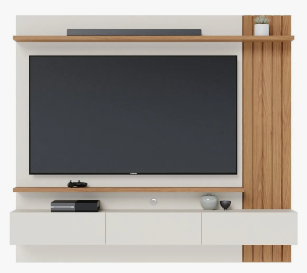 Painel Para TV até 70 Polegadas 3 Portas Basculantes 2 Prateleiras Juriti Colibri