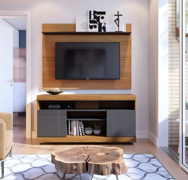 Rack Com Painel Home Para Tv Até 55 Polegadas 2 Portas Yara - Image 3
