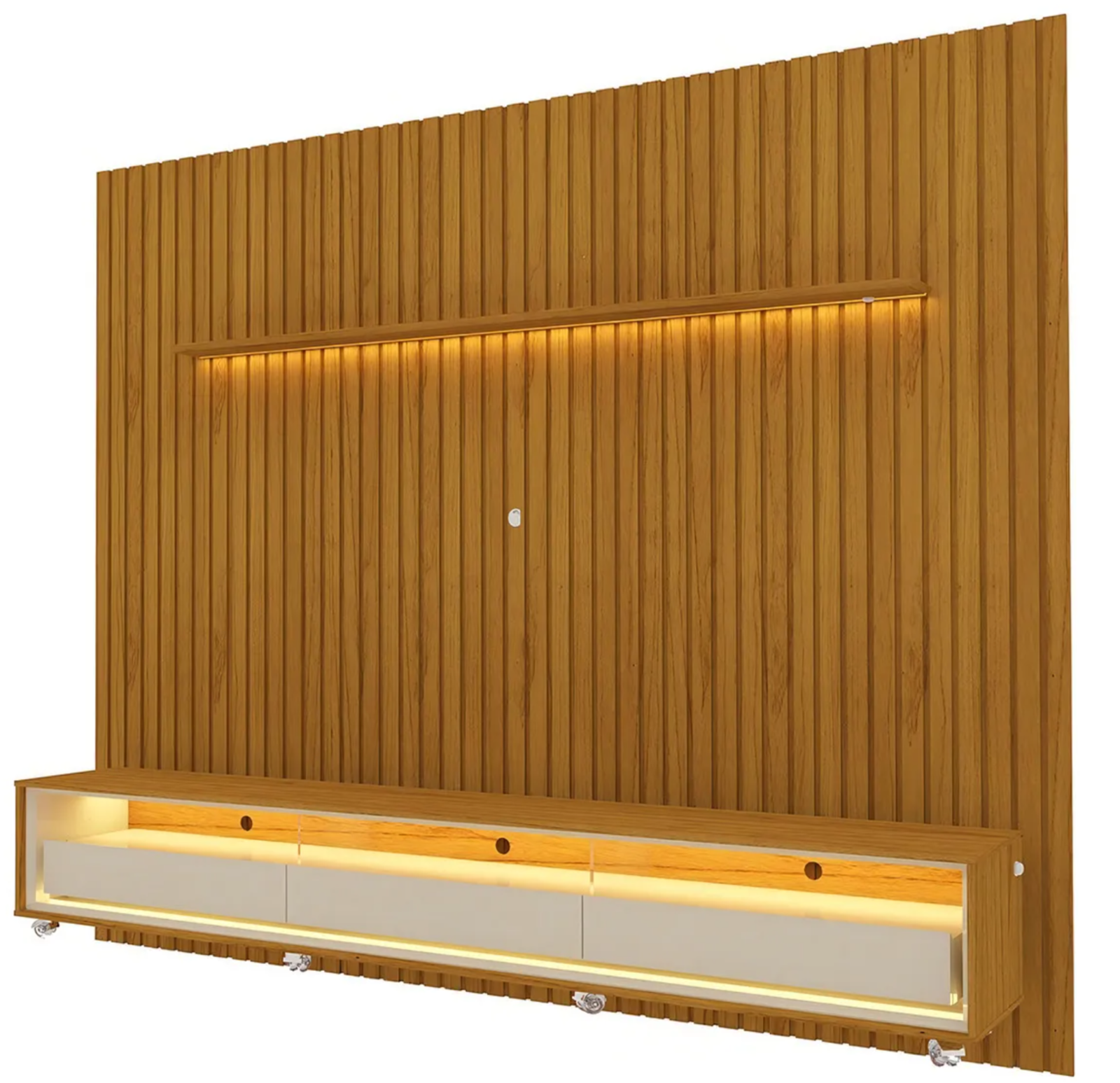 Rack Com Painel Para Tv Até 85 Polegadas Led 3 Gavetas Com Rodízios Nobre/requinte 275cm