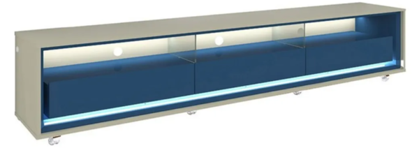 Rack Para TV até 85 Polegadas Com LED E Rodízios Requinte 211cm Off White/Azul Royal