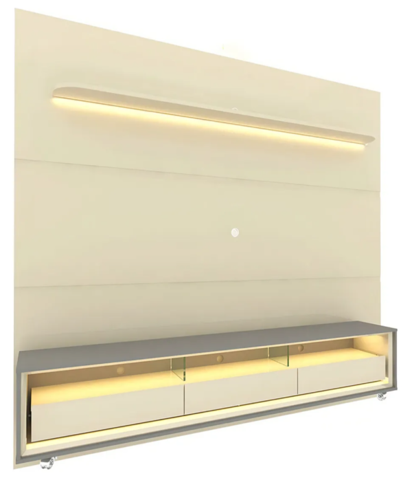 Rack Com Painel Para Tv até 85 Polegadas Led 3 Gavetas com Rodízios