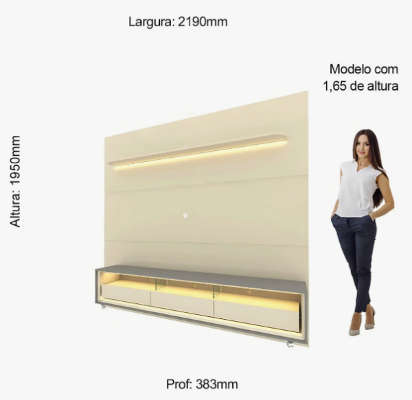 Rack Com Painel Para Tv até 85 Polegadas Led 3 Gavetas com Rodízios - Image 5
