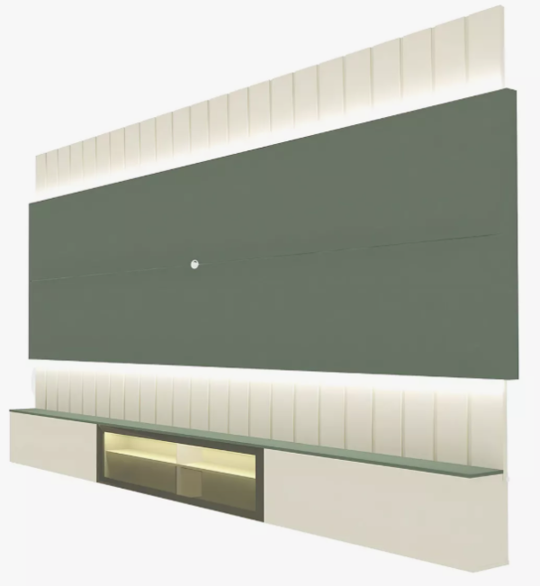 Estante Home para Tv até 85 Polegadas com Led 260cm Soberano Reflecta Off White/Verde Floresta