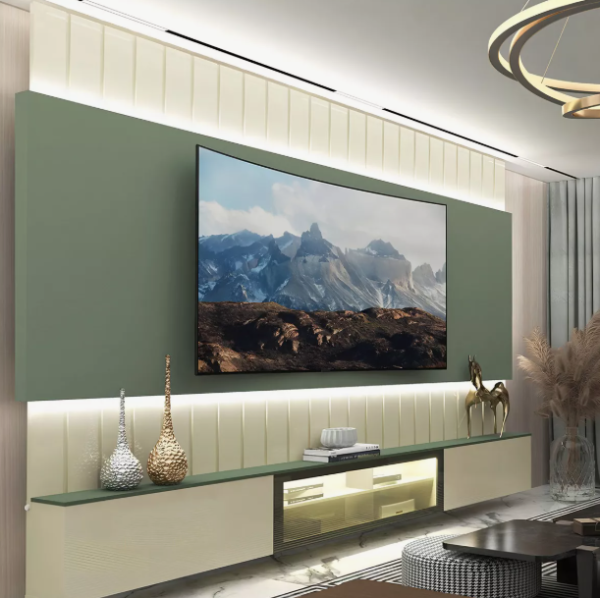 Estante Home para Tv até 85 Polegadas com Led 260cm Soberano Reflecta Off White/Verde Floresta - Image 4