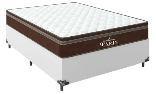 Cama Box Casal + Colchão Paris Molas Ensacadas - Branco
