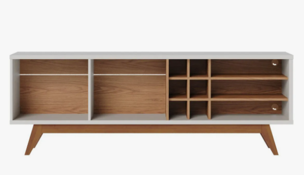 Rack Com Painel Extensível Para TV Até 70 Polegadas Com Adega Pés Madeira Maciça Noronha - Image 2
