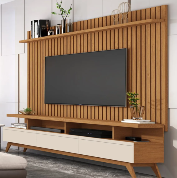 Rack Vivare Wood Com Painel Ripado Para TV Até 72 Polegadas Classic Nature/Off White - Image 2