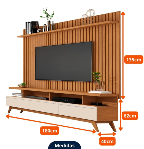 Rack Vivare Wood Com Painel Ripado Para TV Até 72 Polegadas Classic Nature/Off White - Image 3
