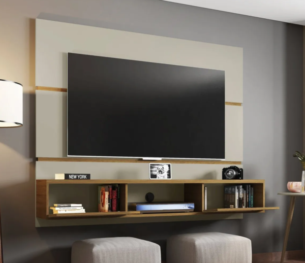 Painel Para Tv Até 65 Polegadas 2 Portas Âmbar Off White/Cinamomo/Ripado - Image 3