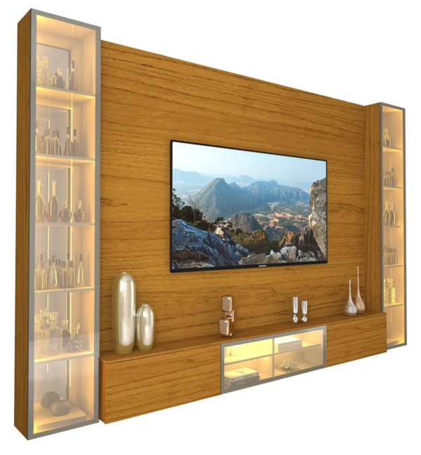 Estante Para Tv Até 90 Polegadas 293cm Com Porta Reflecta
