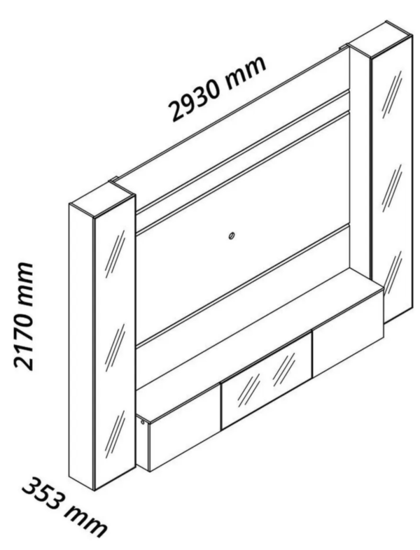 Estante Para Tv Até 90 Polegadas 293cm Com Porta Reflecta - Image 6