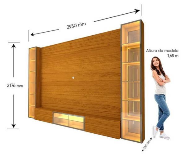 Estante Para Tv Até 90 Polegadas 293cm Com Porta Reflecta - Image 5