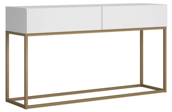 Aparador Eros Pés Em Metal Moderno Estilo Industrial Branco/Dourado