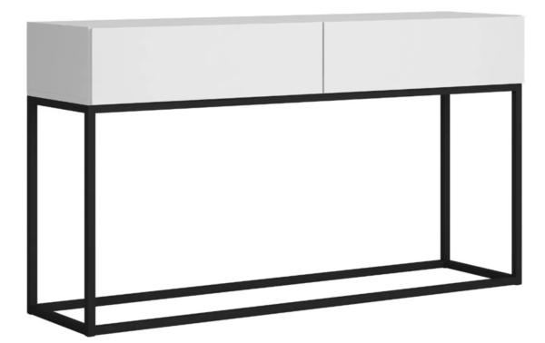 Aparador Eros Sala Estilo Industrial Retro Moderno 2 Gavetas Branco/Preto