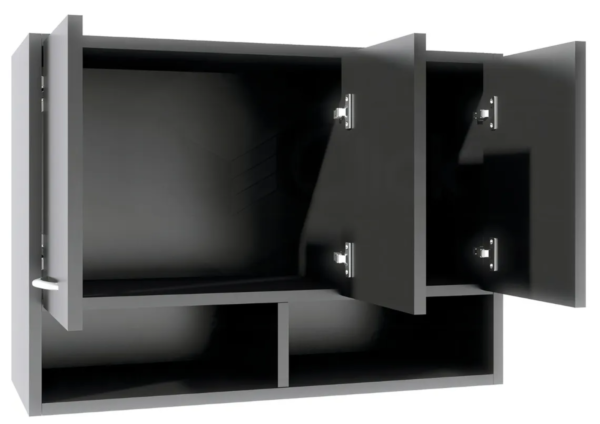 Armário Aéreo 3 Porta Suspenso Nicho Parede Area Lavanderia - Preto - Image 3