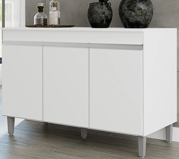 Balcão Gabinete 120cm 3 Pta Tampo Manu Branco - Ajl Móveis - Image 2