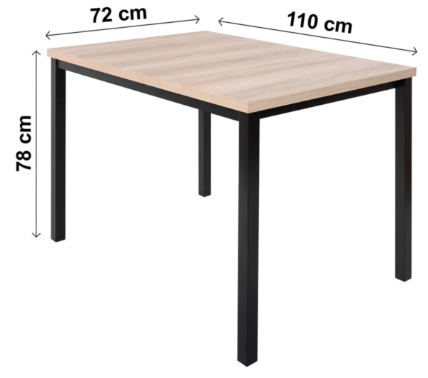 Mesa Cozinha Jantar Flex Tubo Preto Fosco Tampo Madeira 1,10M x 0,72M - Image 2