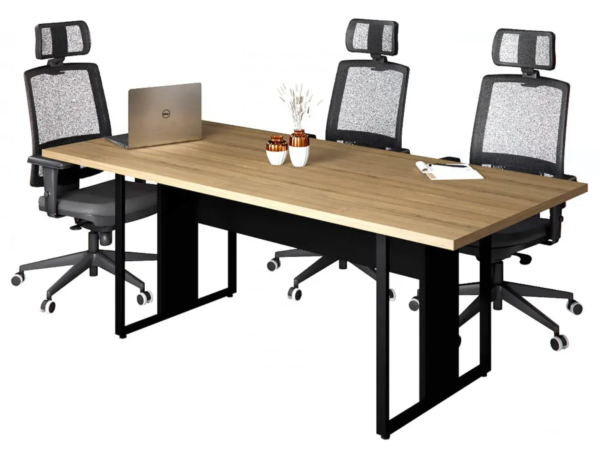 Mesa Reunião Retangular Pé Metálico Gebbwork Macadâmia Preto - Image 2
