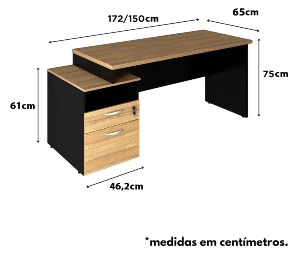 Mesa Diretor Dinâmica Pé Painel Escritório Atc Gebbwork Macadamia Preto - Image 4