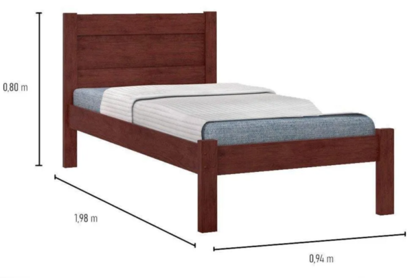 Cama De Solteiro Madeira Em Mdf Prisma Solt Capuccino - Image 3