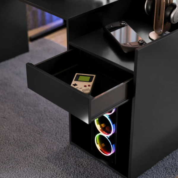 Mesa Para Computador Gamer Escrivaninha 135x45cm Moderna Preta - Image 5